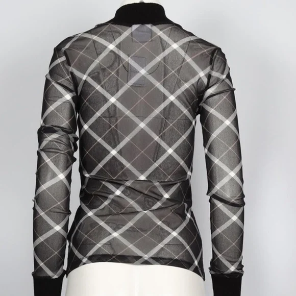 Courreges Mesh Plaid Turtleneck XS/Size 1